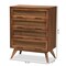 Baxton Studio Barrett Mid-Century Walnut Brown Finished Wood and Synthetic Rattan 4-Drawer Chest 192-11299-ZORO - alternate 5